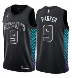 Men's Nike Jordan Charlotte Hornets #9 Tony Parker Swingman Black NBA Jersey - City Edition