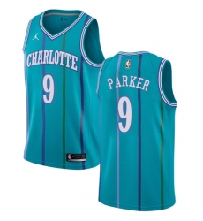 Women's Nike Jordan Charlotte Hornets #9 Tony Parker Swingman Aqua Hardwood Classics NBA Jersey