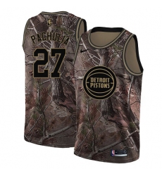 Men's Nike Detroit Pistons #27 Zaza Pachulia Swingman Camo Realtree Collection NBA Jersey