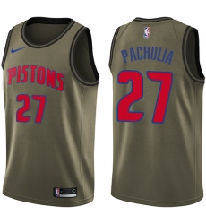 Youth Nike Detroit Pistons #27 Zaza Pachulia Swingman Green Salute to Service NBA Jersey