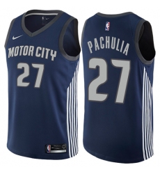 Youth Nike Detroit Pistons #27 Zaza Pachulia Swingman Navy Blue NBA Jersey - City Edition