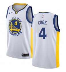 Men's Nike Golden State Warriors #4 Quinn Cook Swingman White NBA Jersey - Association Edition
