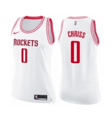 Women's Nike Houston Rockets #0 Marquese Chriss Swingman White Pink Fashion NBA Jersey