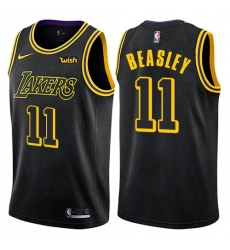Men's Nike Los Angeles Lakers #11 Michael Beasley Swingman Black City Edition NBA Jersey