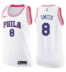 Women's Nike Philadelphia 76ers #8 Zhaire Smith Swingman White Pink Fashion NBA Jersey