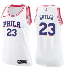 Women's Nike Philadelphia 76ers #23 Jimmy Butler Swingman WhitePink Fashion NBA Jersey
