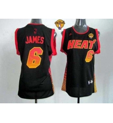 Women NBA Miami Heat #6 LeBron James Black With Finals Patch Vibe Stitched NBA Jersey