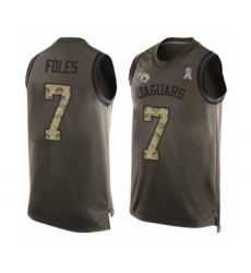 Men's Jacksonville Jaguars #7 Nick Foles Limited Green Salute to Service Tank Top Football Jersey