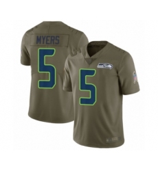 Youth Seattle Seahawks #5 Jason Myers Limited Olive 2017 Salute to Service Football Jersey