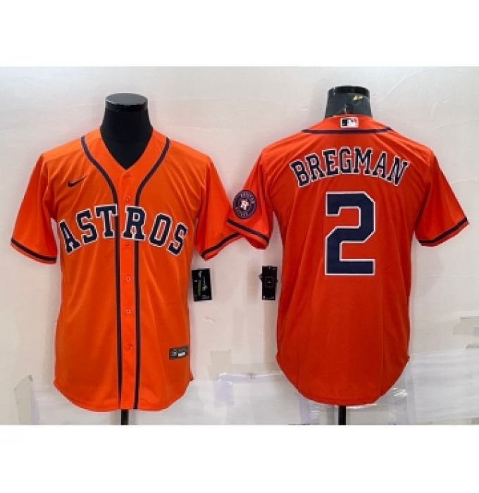 Men's Houston Astros #2 Alex Bregman Orange With Patch Stitched MLB Cool Base Nike Jersey