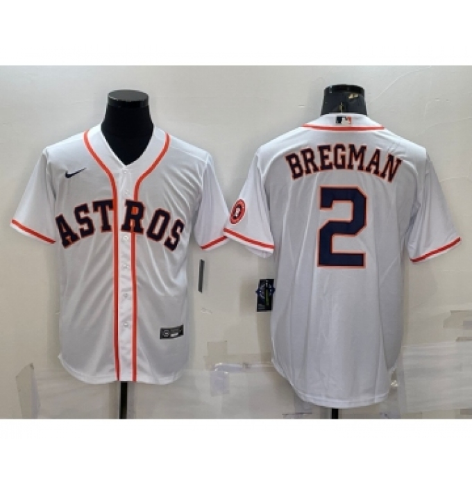 Men's Houston Astros #2 Alex Bregman White With Patch Stitched MLB Cool Base Nike Jersey