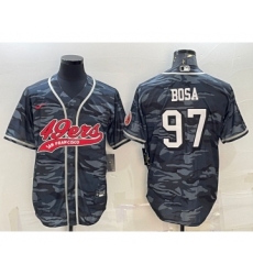 Men's San Francisco 49ers #97 Nick Bosa Grey Camo With Patch Cool Base Stitched Baseball Jersey