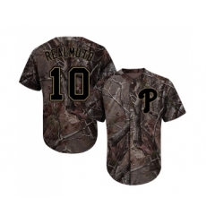 Youth Philadelphia Phillies #10 J. T. Realmuto Authentic Camo Realtree Collection Flex Base Baseball Jersey