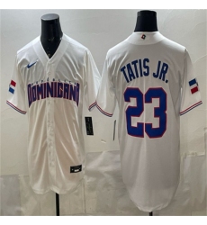 Men's Dominican Republic Baseball #23 Fernando Tatis Jr. White World Baseball Classic Stitched Jersey