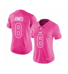 Women's New York Giants #8 Daniel Jones Limited Pink Rush Fashion Football Jersey Women's New York Giants #8 Daniel Jones Limited Pink Rush Fashion Football Jersey