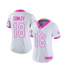 Women's Jacksonville Jaguars #18 Chris Conley Limited White Pink Rush Fashion Football Jersey