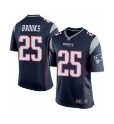 Men's New England Patriots #25 Terrence Brooks Game Navy Blue Team Color Football Jersey