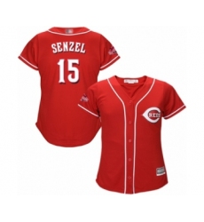 Women's Cincinnati Reds #15 Nick Senzel Authentic Red Alternate Cool Base Baseball Jersey
