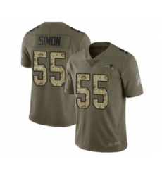 Men's New England Patriots #55 John Simon Limited Olive Camo 2017 Salute to Service Football Jersey