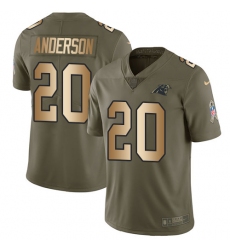 Youth Nike Carolina Panthers #20 C.J. Anderson Limited Olive Gold 2017 Salute to Service NFL Jersey