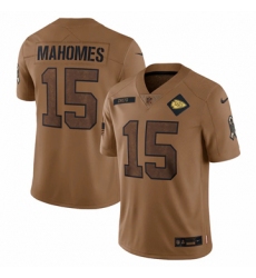 Men's Kansas City Chiefs #15 Patrick Mahomes Nike Brown 2023 Salute To Service Limited Jersey