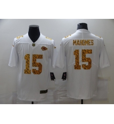 Men's Kansas City Chiefs #15 Patrick Mahomes White Nike Leopard Print Limited Jersey