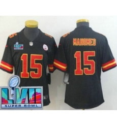 Women's Kansas City Chiefs #15 Patrick Mahomes Limited Black Super Bowl LVII Vapor Jersey