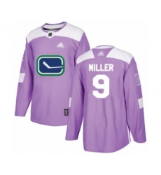 Youth Vancouver Canucks #9 J.T. Miller Authentic Purple Fights Cancer Practice Hockey Jersey