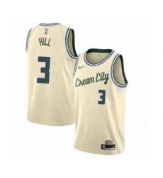 Men's Milwaukee Bucks #3 George Hill Swingman Cream Basketball Jersey - 2019 20 City Edition
