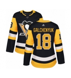 Women's Pittsburgh Penguins #18 Alex Galchenyuk Authentic Black Home Hockey Jersey
