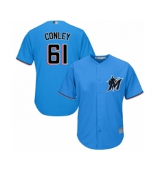 Youth Miami Marlins #61 Adam Conley Authentic Blue Alternate 1 Cool Base Baseball Player Jersey