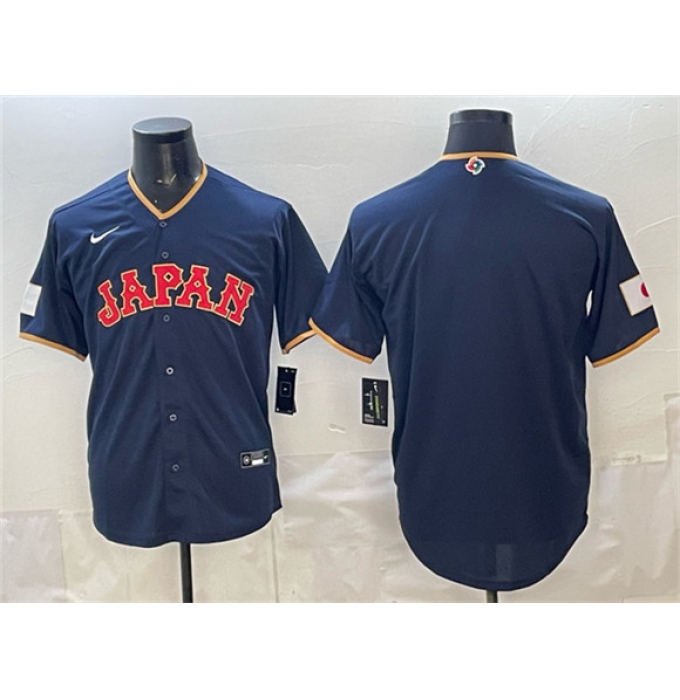 Men's Japan Baseball Blank Navy 2026 World Baseball Classic Road Stadium Stitched Jersey