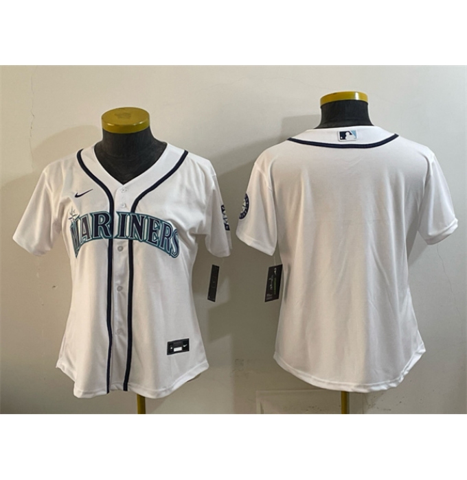 Youth Seattle Mariners Blank White Cool Base Stitched Baseball Jersey