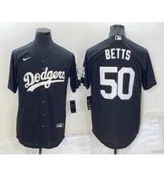 Men's Los Angeles Dodgers #50 Mookie Betts Black Turn Back The Clock Stitched Cool Base Jersey
