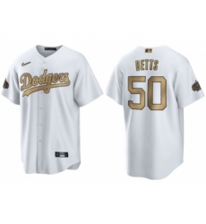 Men's Los Angeles Dodgers #50 Mookie Betts White 2022 All-Star Cool Base Stitched Baseball Jersey