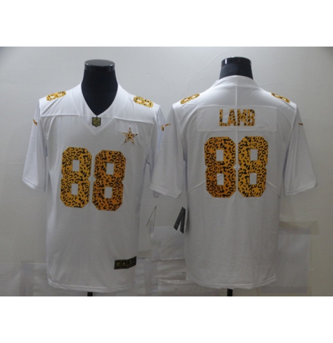 Men's Dallas Cowboys #88 CeeDee Lamb 2020 White Leopard Print Fashion Limited Football Stitched Jersey