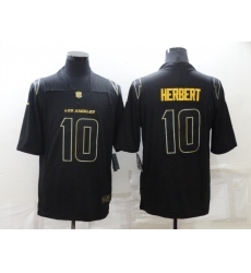 Men's Los Angeles Chargers #10 Justin Herbert Black Gold Throwback Limited Jersey