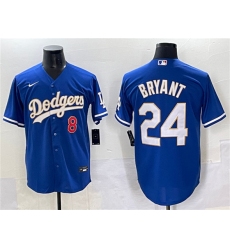 Men's Los Angeles Dodgers Front #8 Back #24 Kobe Bryant Blue Gold Cool Base Stitched Baseball Jersey