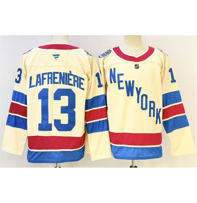 Men's New York Rangers #13 Alexis Lafreniere Beige 2025-26 Winter Classic Stitched Hockey Jersey