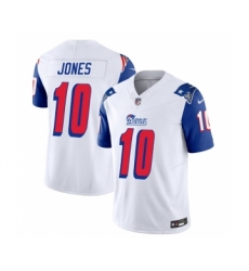 Men's Nike New England Patriots #10 Mac Jones White Blue 2023 F.U.S.E. Vapor Limited Football Stitched Jersey