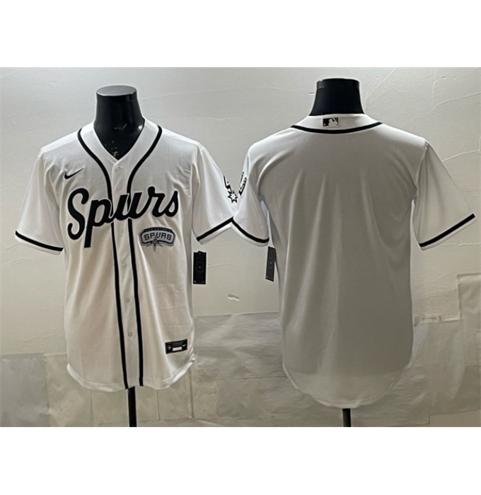 Men's San Antonio Spurs Blank White Stitched Baseball Jersey