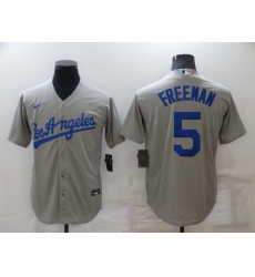 Men's Nike Los Angeles Dodgers #5 Freddie Freeman Gray Jersey