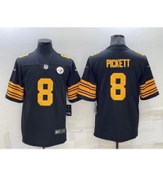 Men's Pittsburgh Steelers #8 Kenny Pickett Black Color Rush Stitched Jersey Men's Pittsburgh Steelers #8 Kenny Pickett Black Color Rush Stitched Jersey