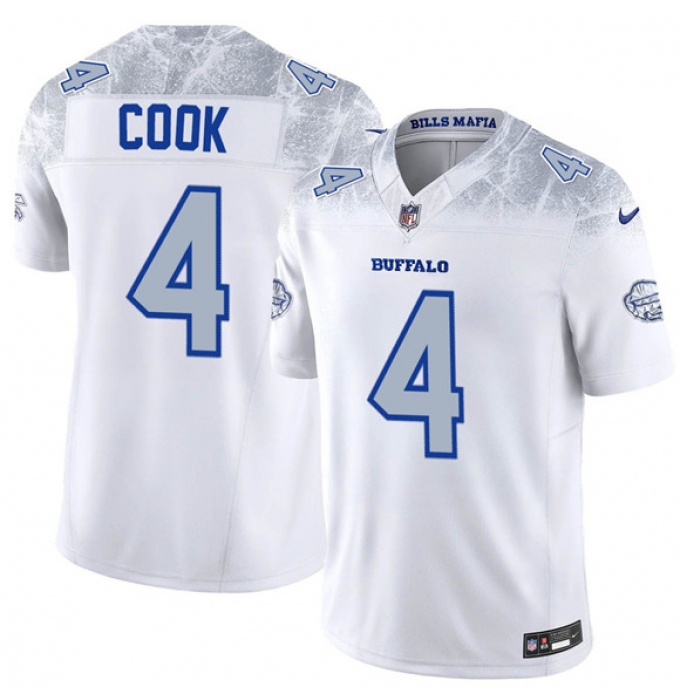 Men's Buffalo Bills #4 James Cook White 2025 F.U.S.E. “Rivalries” Vapor Limited Football Stitched Jersey