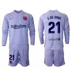 Men 2021-2022 Club Barcelona Second away purple Long Sleeve 21 Soccer Jersey