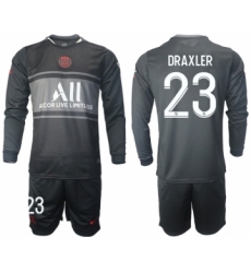 Men 2021-2022 Club Paris St German Second away black Long Sleeve 23 Soccer Jersey