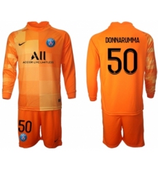 Men 2021-2022 Club Paris St German orange red goalkeeper Long Sleeve 50 Soccer Jersey