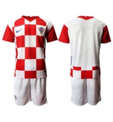 Men's Croatia Custom Euro 2021 Soccer Red Jersey and Shorts