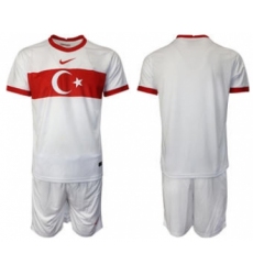 Men's Turkey Custom Euro 2021 White Soccer Jersey and Shorts