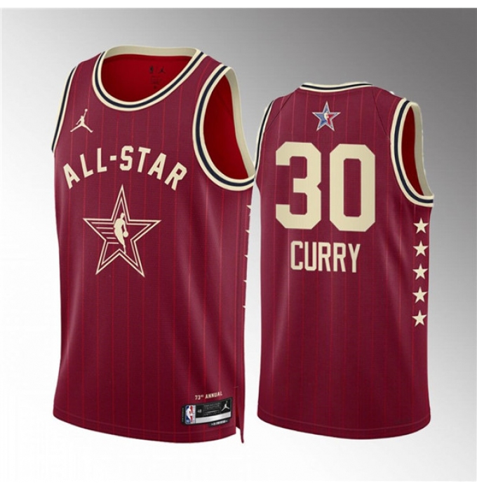 Men's 2024 All-Star #30 Stephen Curry Crimson Stitched Basketball Jersey